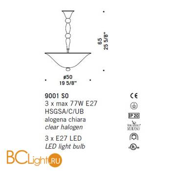 Подвесной светильник De Majo 9001 S0 090010S00 - Схема