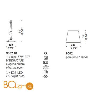 Настольная лампа De Majo 9002 T0 090020T00 + 5PARA0010 - Схема