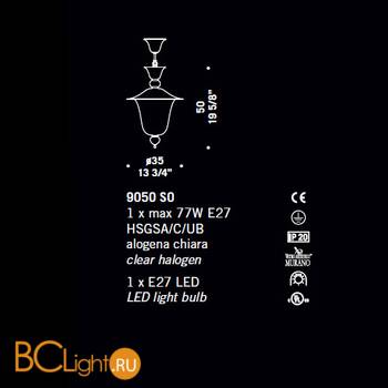 Подвесной светильник De Majo 9050 S0 090500S01 - Схема