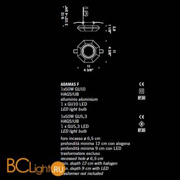 Встраиваемый светильник De Majo ADAMAS F clear - Схема