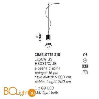 Подвесной светильник De Majo CHARLOTTE S1D 0CHAR0S10 - Схема