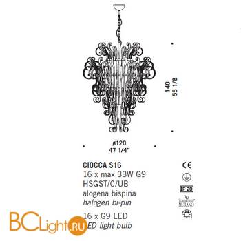 Подвесной светильник De Majo CIOCCA S16 0CIOC0S10 white - Схема