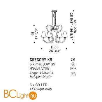 Люстра De Majo GREGORY K6 0GREG0K00 - Схема