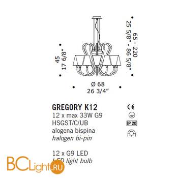 Люстра De Majo GREGORY K12 0GREG0K35 - Схема