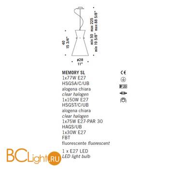 Подвесной светильник De Majo MEMORY SL 0MEMO0S10 - Схема