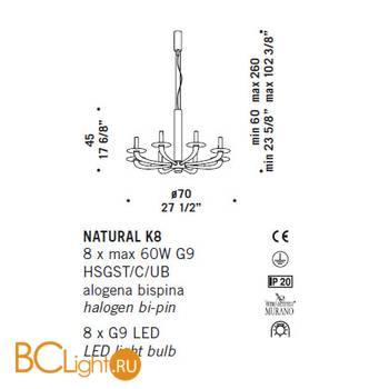 Люстра De Majo NATURAL K8 0NATU0K10 - Схема