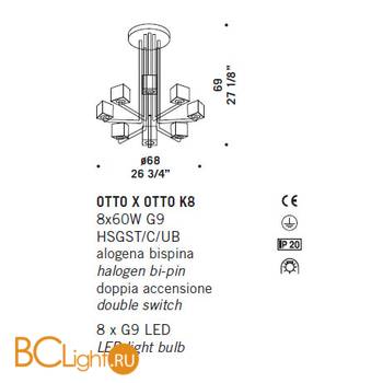 Потолочная люстра De Majo OTTO X OTTO K8 0OTTO0K08 - Схема