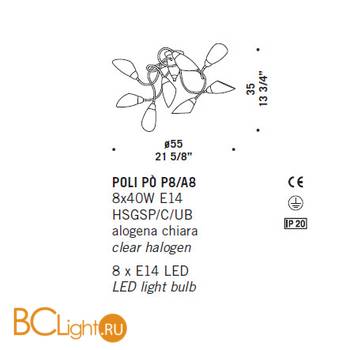 Потолочная люстра De Majo POLI PO P8/A8 0POLI0P-8 multi - Схема