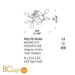 Потолочная люстра De Majo POLI PO P8/A8 0POLI0P-8 multi - Схема