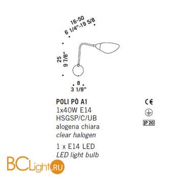 Бра De Majo POLI PO A1 0POLI0A-1 satined blue - Схема