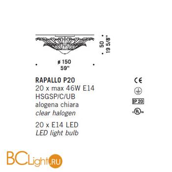 Потолочный светильник De Majo RAPALLO P20 0RAPA0P20 - Схема