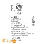 Встраиваемый светильник De Majo SAN SIRO F 0SSIR0F00 grey - Схема