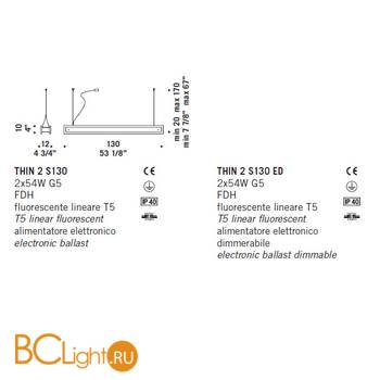 Подвесной светильник De Majo THIN 2 S130ED 0THIN0S24 - Схема