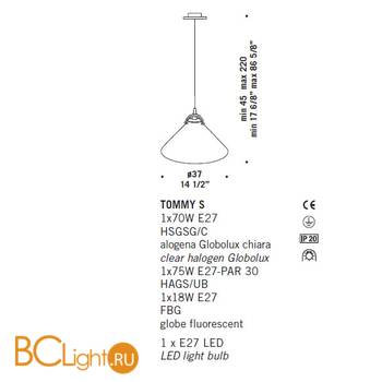 Подвесной светильник De Majo TOMMY S 0TOMM0S-1 transparent - Схема