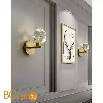 Настенный светильник DeLight Collection crystal rock ii 9701W/1 brass - Фото 2