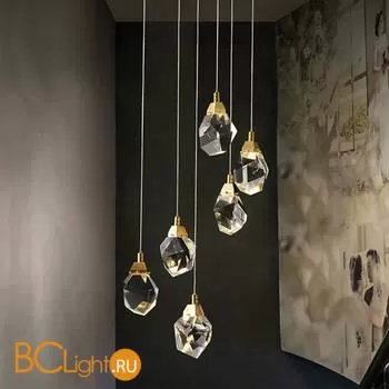 Подвесной светильник DeLight Collection crystal rock ii 9701P/6R brass - Фото 0