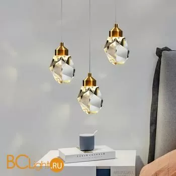 Подвесной светильник DeLight Collection crystal rock ii 9701P/3R brass - Фото 1