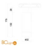 Трековый светильник для магнитного шинопровода Donolux SPACE-Track system Alpha DL20295NW10B 10W 4000K 796Lm черный - Схема