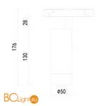 Трековый светильник для магнитного шинопровода Donolux SPACE-Track system Alpha DL20295WW10B 10W 3000K 796Lm черный - Схема