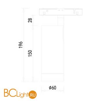 Трековый светильник для магнитного шинопровода Donolux SPACE-Track system Alpha DL20295NW20W 20W 4000K 1185Lm белый - Схема