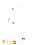 Трековый светильник для магнитного шинопровода Donolux SPACE-Track system Alpha DL20295WW20W 20W 3000K 1185Lm белый - Схема