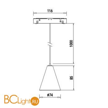 Подвесной трековый светильник для магнитного шинопровода Donolux SPACE-Track system Tring DL20297WW5BS 5W 3000K 348Lm черный - Схема