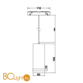 Подвесной трековый светильник для магнитного шинопровода Donolux SPACE-Track system Pratica DL20299WW10BS 10W 3000K 732Lm черный - Схема