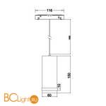 Подвесной трековый светильник для магнитного шинопровода Donolux SPACE-Track system Pratica DL20299WW10WS 10W 3000K 732Lm белый - Схема