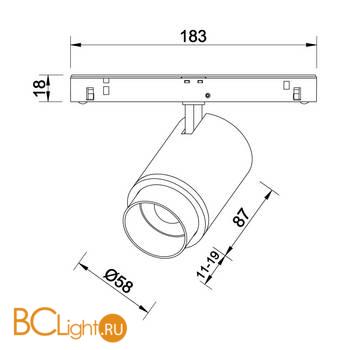 Трековый светильник для магнитного шинопровода Donolux SPACE-Track system Pratica DL20300WW15BZ 15W 3000K 1288Lm черный - Схема