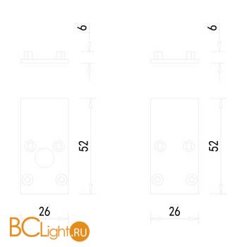 Боковая заглушка для встраиваемого шинопровода Donolux SPACE-Track system Tandem DLT2500InW, белая, с отверстием для токопровода - Схема