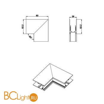 Внешний угол-соединитель для подвесного/накладного/встраиваемого шинопровода Donolux SPACE-Track system Outter corner CB - Схема
