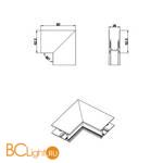 Внешний угол-соединитель для подвесного/накладного/встраиваемого шинопровода Donolux SPACE-Track system Outter corner CB - Схема