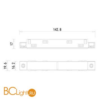 Токопроводящий прямой соединитель для подвесного/накладного/встраиваемого шинопровода Donolux SPACE-Track system Connector 180 B - Схема
