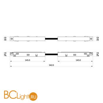 Токопроводящий угловой соединитель для подвесного/накладного/встраиваемого шинопровода, провод 5 см, белый Donolux SPACE-Track system Connector 90 W - Схема