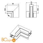 Внутренний угол-соединитель для встраиваемого шинопровода Donolux SPACE-Track system Inner corner InB - Схема