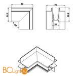 Внешний угол-соединитель для встраиваемого шинопровода Donolux SPACE-Track system Outter corner InB - Схема