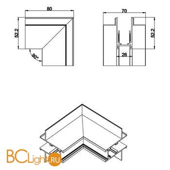 Внешний угол-соединитель для встраиваемого шинопровода Donolux SPACE-Track system Outter corner InW - Схема