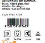 Настенный уличный светильник Eglo Onja 89767 - Схема