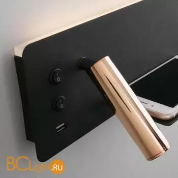 Настенный светодиодный светильник с USB Fant R LED (правый) Elektrostandard Fant MRL LED 1113 чёрный/золото a053082 - Фото 0