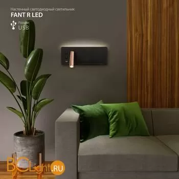 Настенный светодиодный светильник с USB Fant R LED (правый) Elektrostandard Fant MRL LED 1113 чёрный/золото a053082 - Фото 1