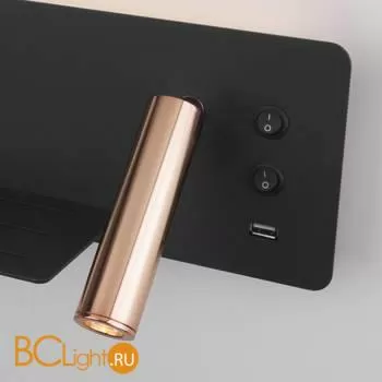 Настенный светодиодный светильник с USB Fant L LED (левый) Elektrostandard Fant MRL LED 1113 чёрный/золото a053083 - Фото 1