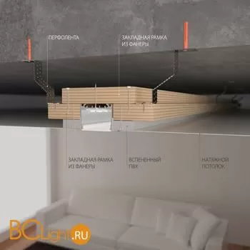 Линейный светодиодный встраиваемый светильник 78см 15W 4200К матовое серебро 100-300-78 - Фото 2