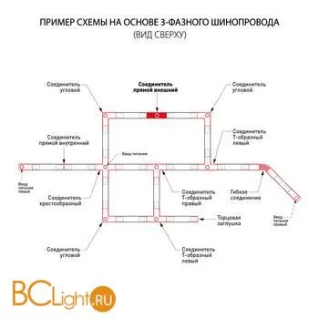 Коннектор прямой для трехфазного шинопровода Elektrostandard Grand TRC-1-3-I-WH - Фото 1