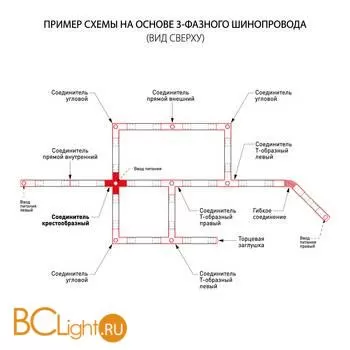 Коннектор X-образный для трехфазного шинопровода Elektrostandard Grand TRC-1-3-X-WH - Фото 1