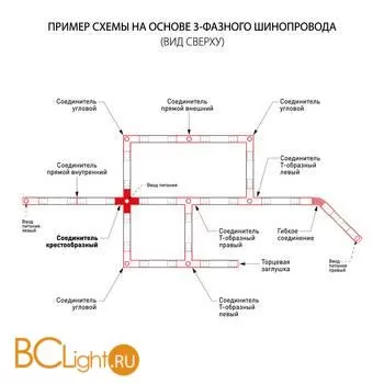 Коннектор X-образный для трехфазного шинопровода Elektrostandard Grand TRC-1-3-X-BK - Фото 0