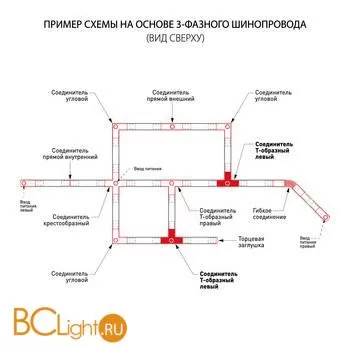 Коннектор Т-образный для трехфазного шинопровода левый Elektrostandard Grand TRC-1-3-TL-BK a039550 - Фото 0