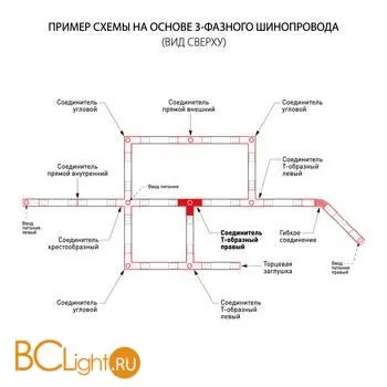Коннектор Т-образный для трехфазного шинопровода правый Elektrostandard Grand TRC-1-3-TR-BK a039551 - Фото 0