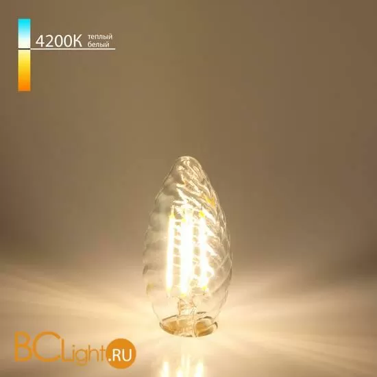 Филаментная светодиодная лампа Свеча витая F 7W 4200K E14 прозрачный Elektrostandard BLE1414 a049136