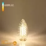 Филаментная светодиодная лампа Свеча витая F 7W 4200K E14 прозрачный Elektrostandard BLE1414 a049136