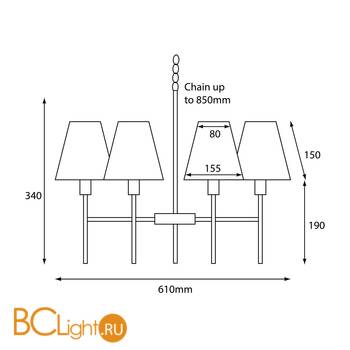 Люстра Elstead Lighting Lucerne HQ/LUCERNE 4LT + 4x HQ/CO15-3404 - Схема